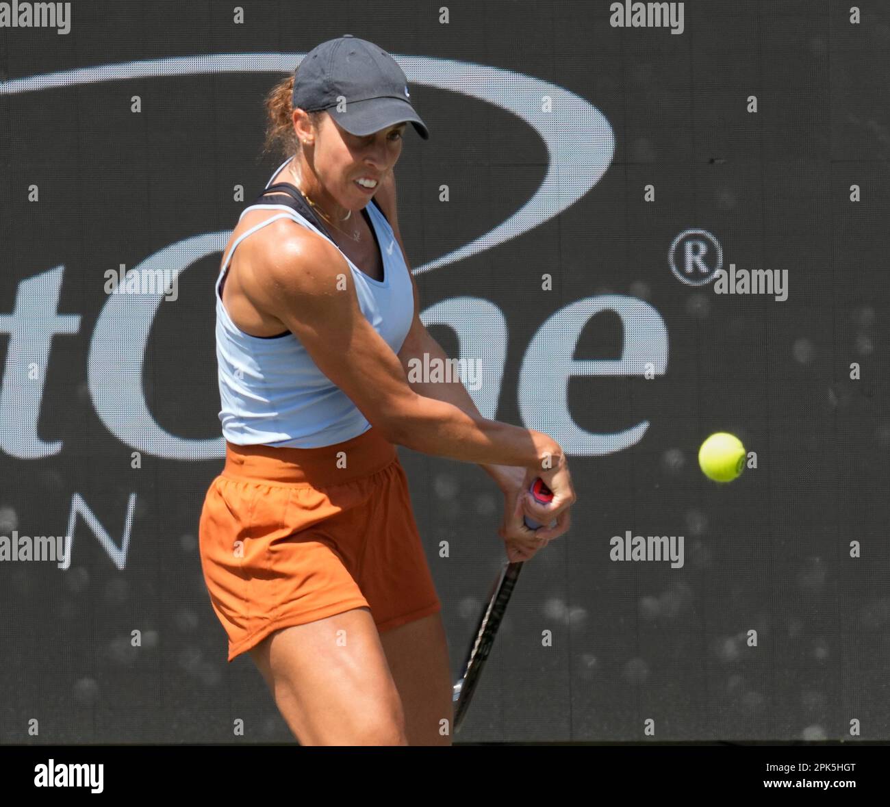 South Carolina, USA, Charleston, South Carolina, USA, April 5, 2023: Madison Keys (USA) defeated Hailey Baptiste (USA) 6-1, 6-3, at the Credit One Charleston Open being played at Family Circle Tennis Center in Charleston, South Carolina/USA © Leslie Billman/Tennisclix/Cal Sport Media Stock Photo