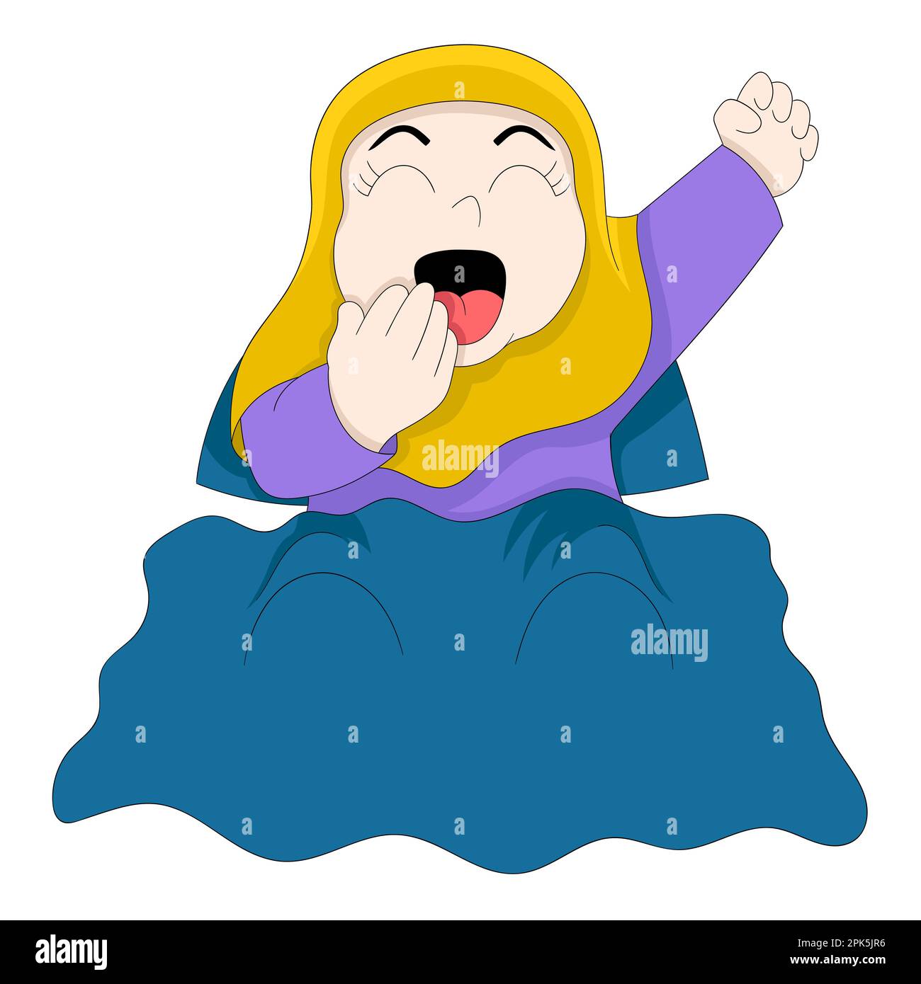 islamic girl is waking up in the morning starting a beautiful day