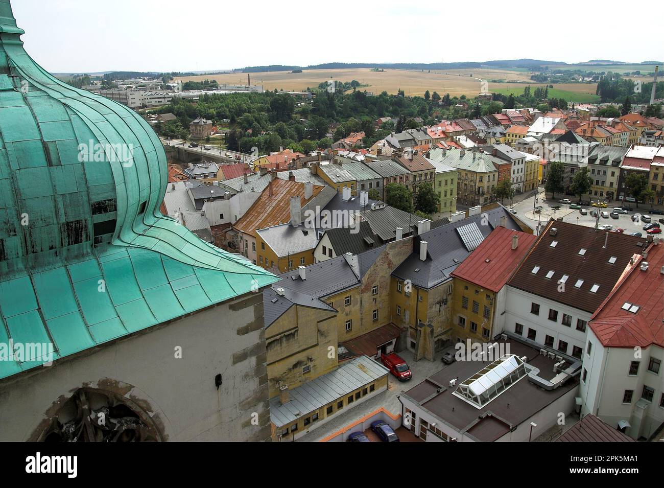 Jihlava, Czechy, Czechia, Tschechien, top view of the city; Draufsicht auf die Stadt; vista superior de la ciudad; widok z góry na miasto starówka Stock Photo