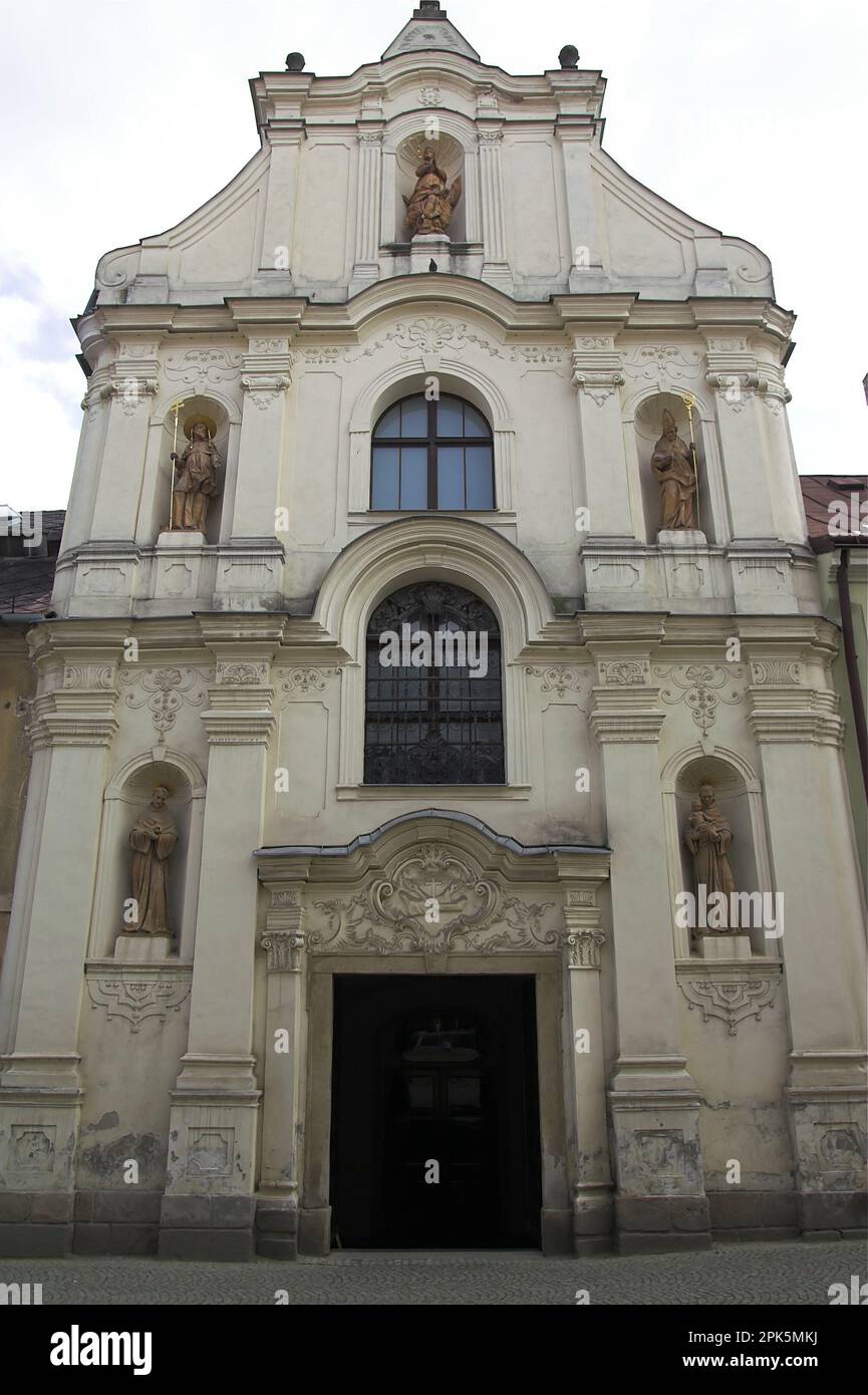 Jihlava, Czechy, Czechia, Tschechien, Church of the Assumption of the Blessed Virgin Mary - baroque facade; Kirche Mariä Himmelfahrt - barocke Fassade Stock Photo