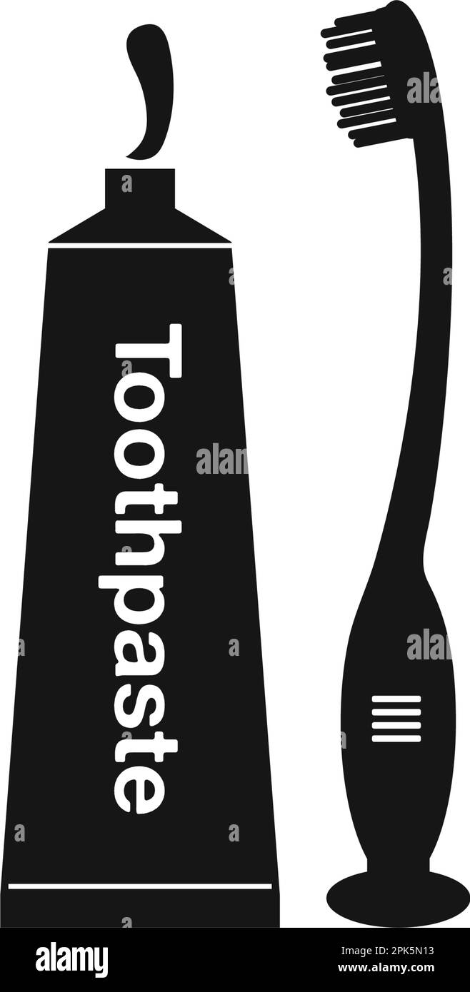 Baby Toothbrush with Toothpaste and tube icon. Flat style vector EPS ...
