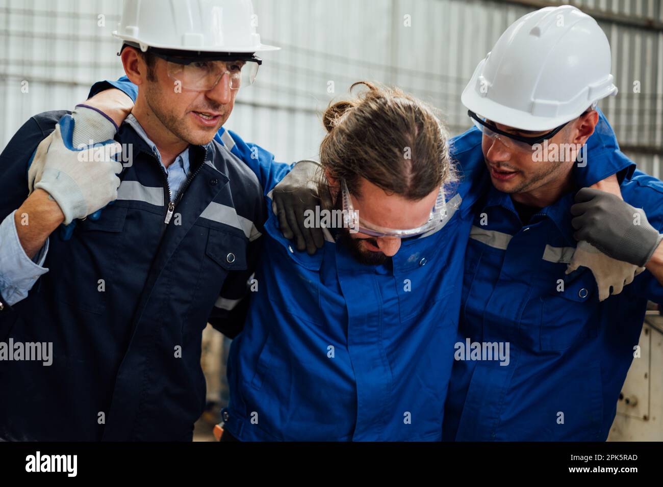 Engineer worker with accident at factory, Injury from machine working ...