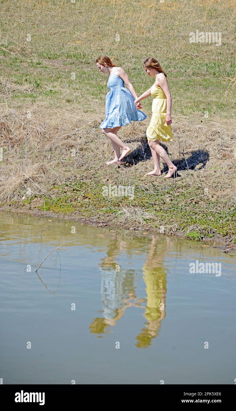 two sisters together Stock Photo