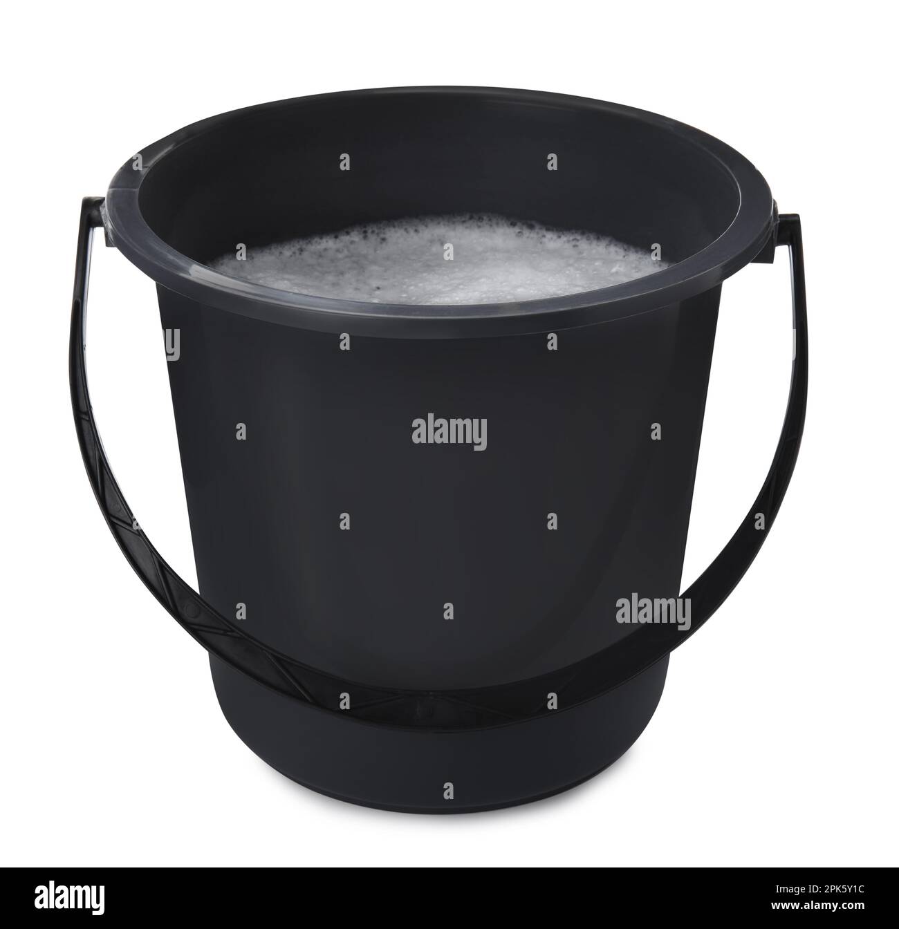 Black bucket with detergent isolated on white Stock Photo Alamy