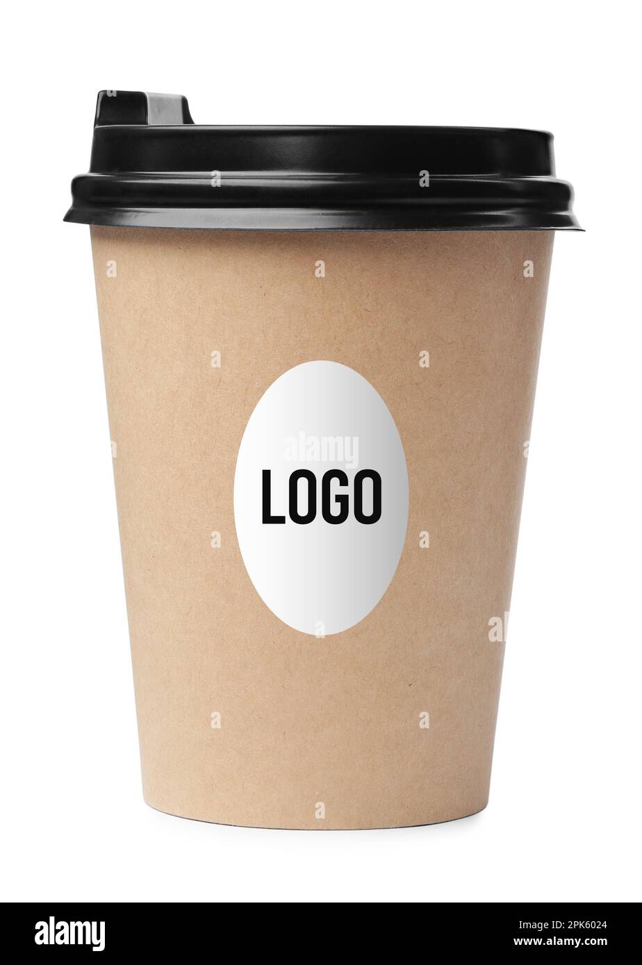 Takeaway paper coffee cup with logo on white background Stock Photo - Alamy