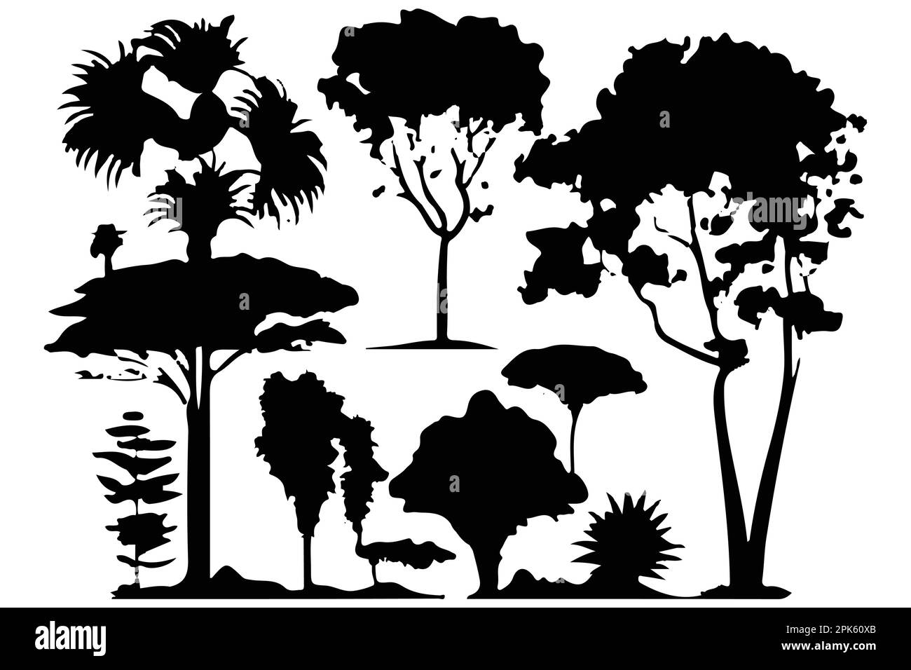 trees and forest silhouettes set isolated vector illustration Stock ...