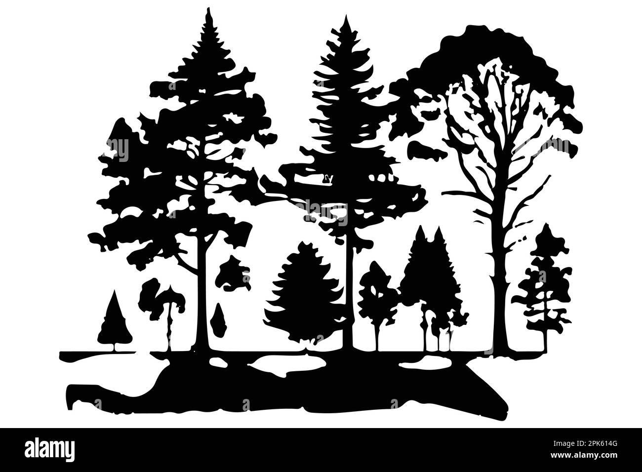 trees and forest silhouettes set isolated vector illustration Stock ...