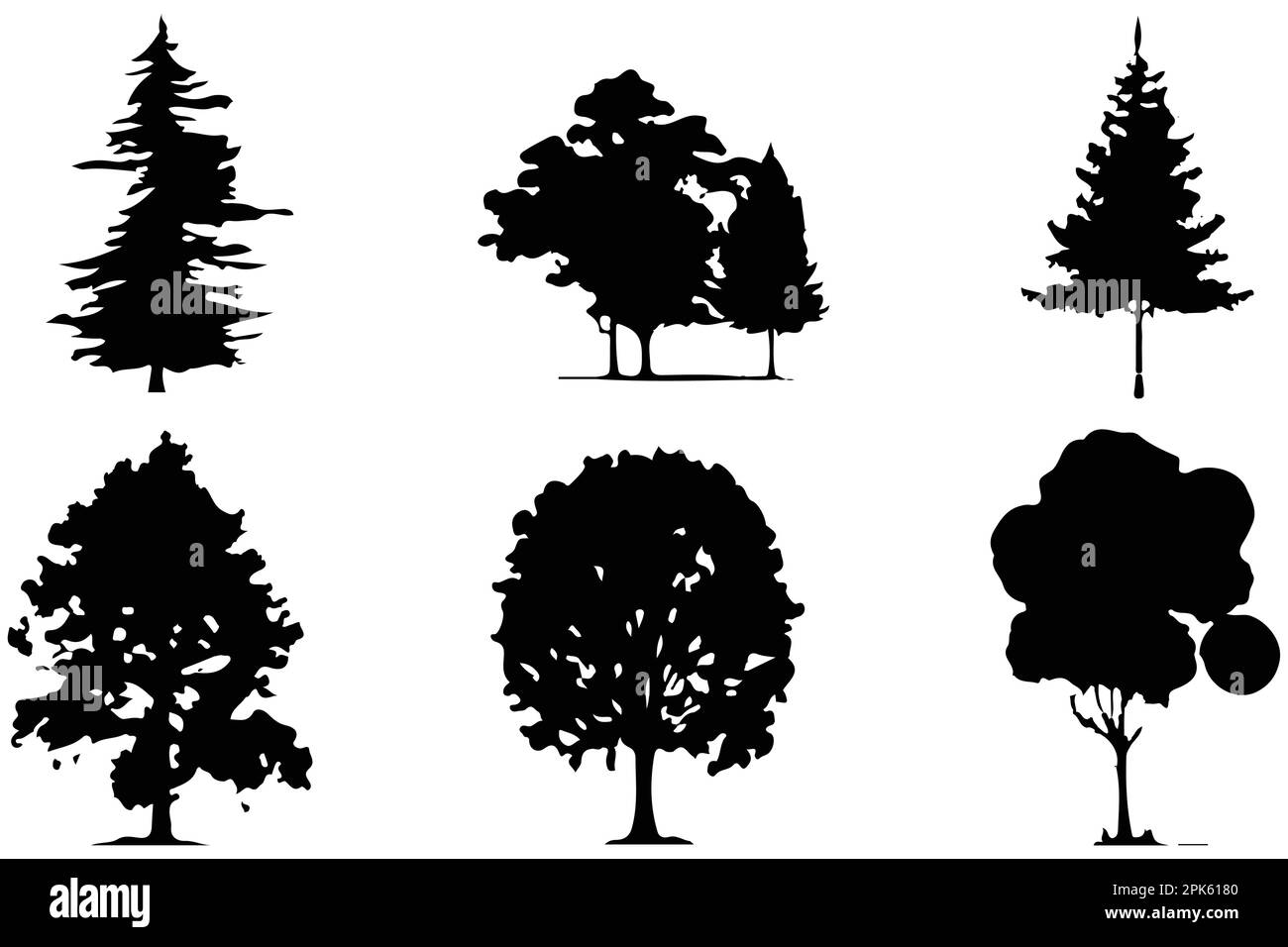 trees and forest silhouettes set isolated vector illustration Stock ...