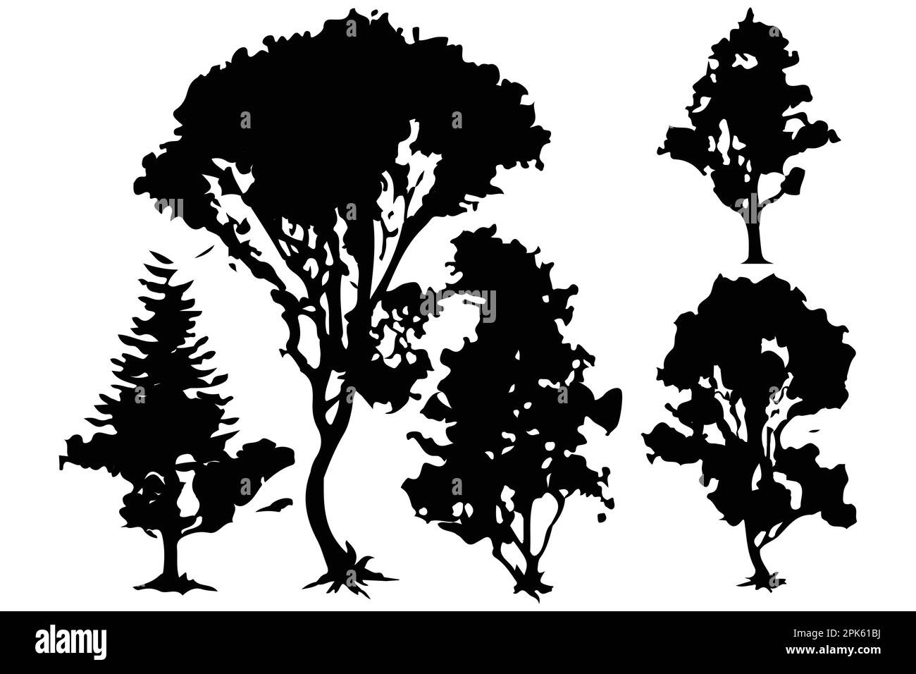 trees and forest silhouettes set isolated vector illustration Stock ...