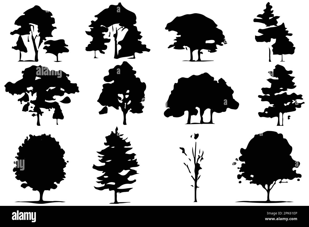trees and forest silhouettes set isolated vector illustration Stock ...