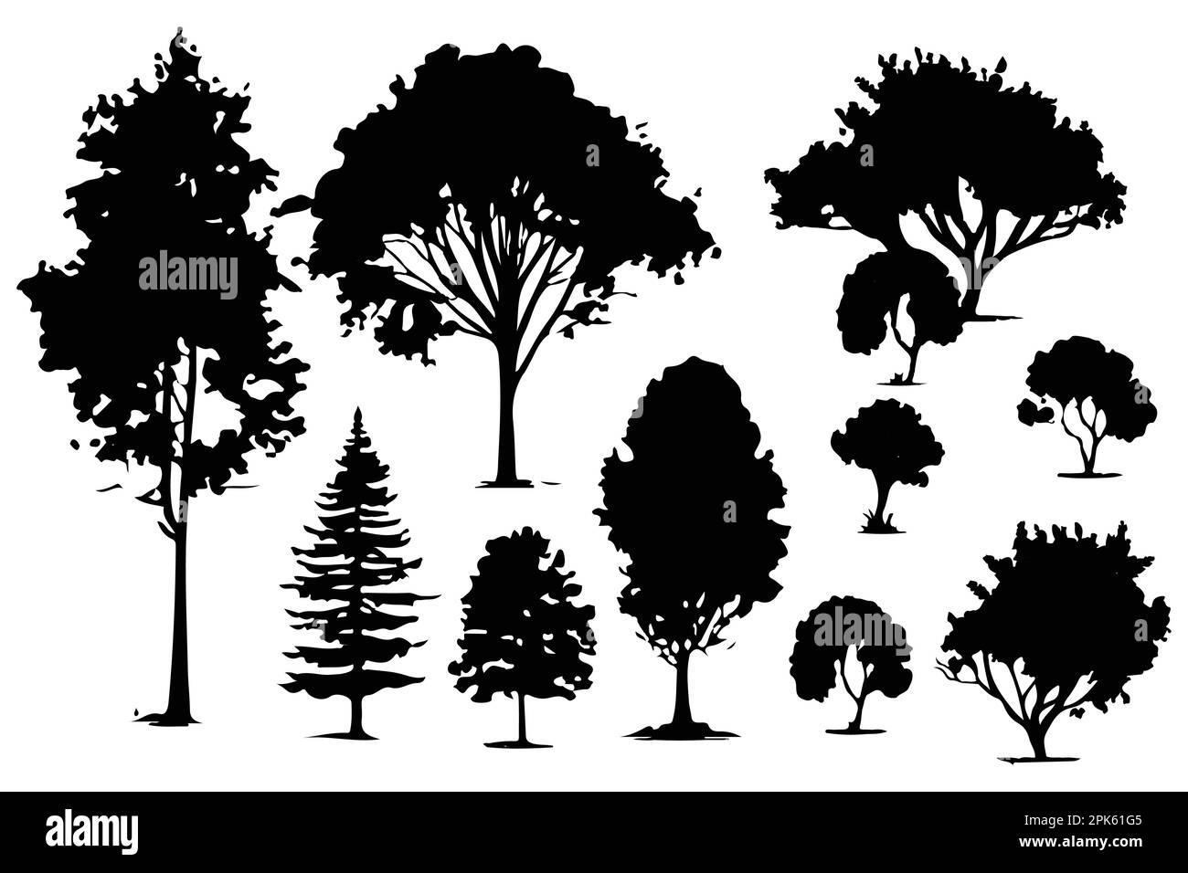 trees and forest silhouettes set isolated vector illustration Stock ...