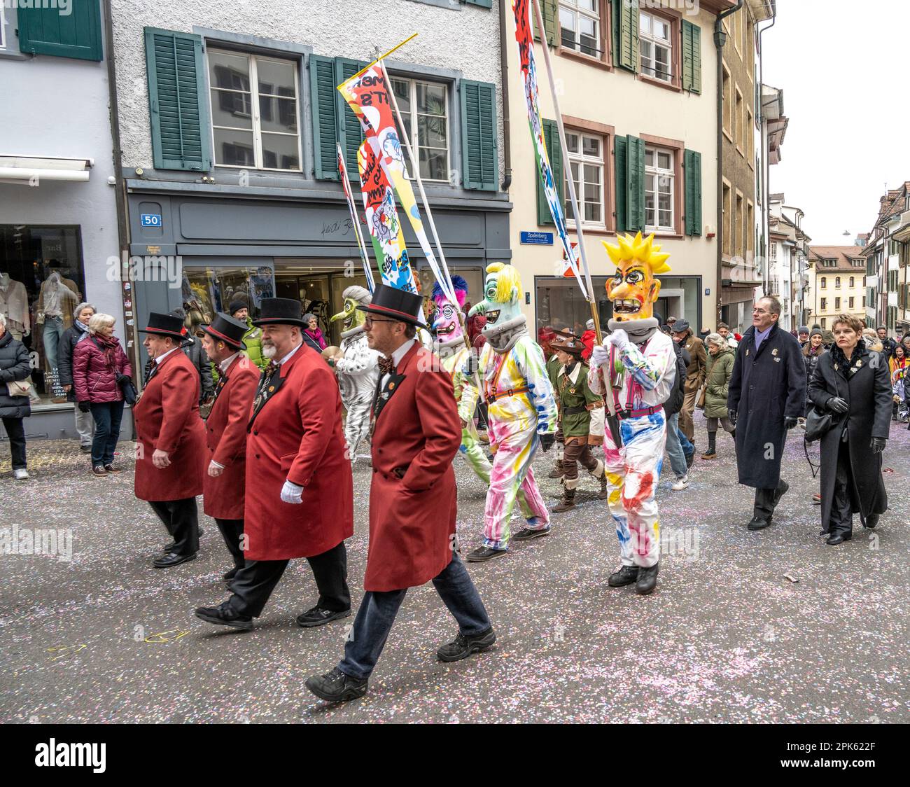 marching clique in Costume at the Basel Fasnacht children's parade in ...