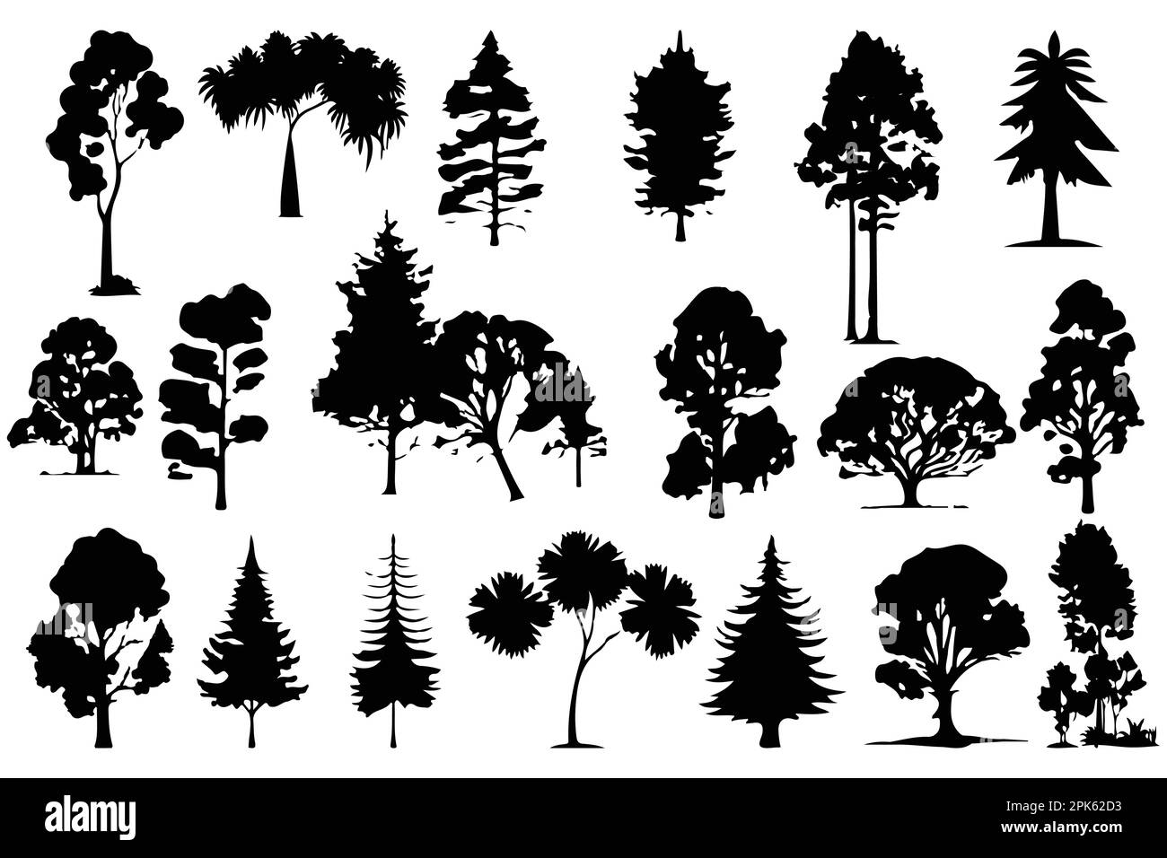 trees and forest silhouettes set isolated vector illustration Stock ...