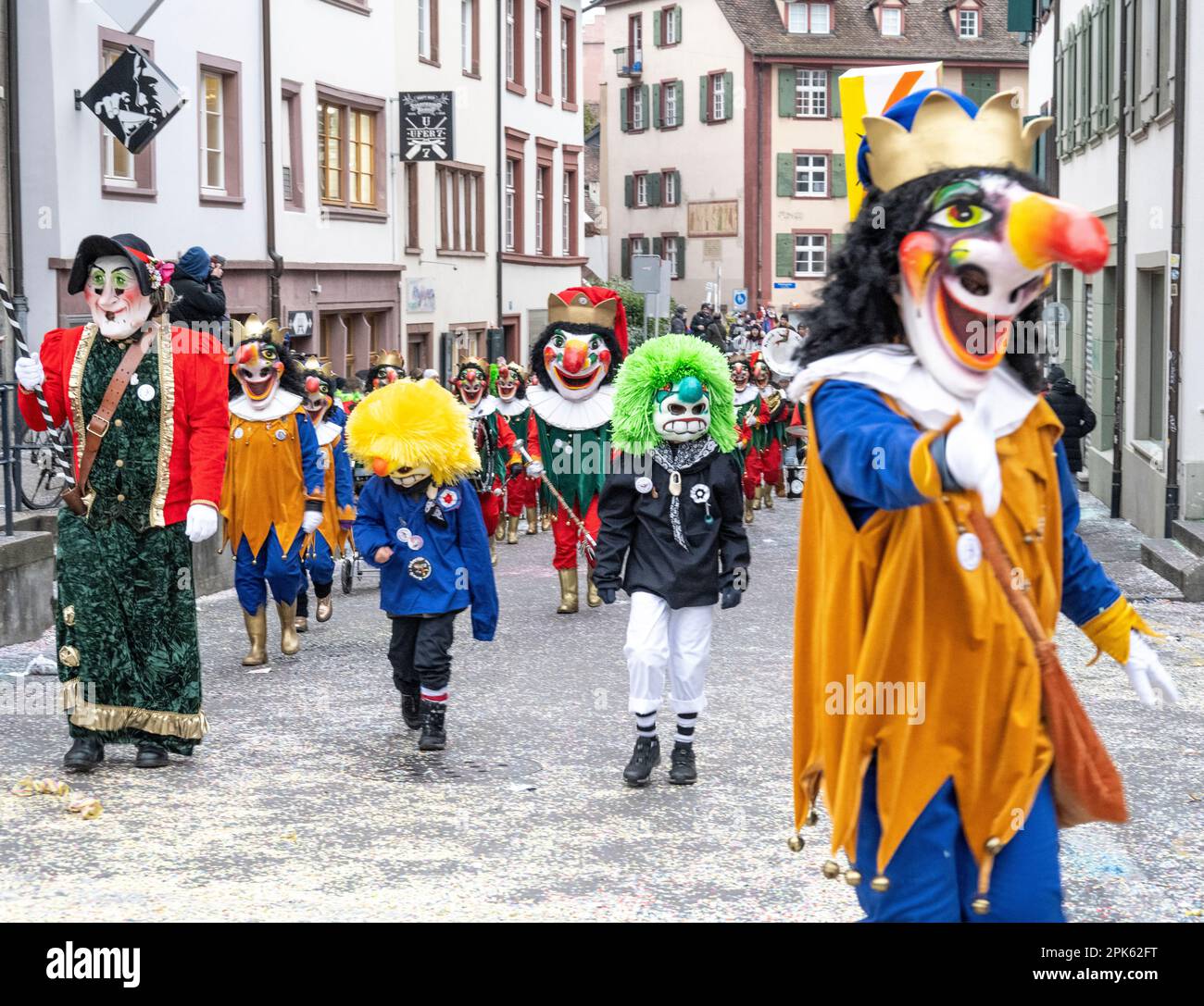 marching clique in Costume at the Basel Fasnacht children's parade in ...