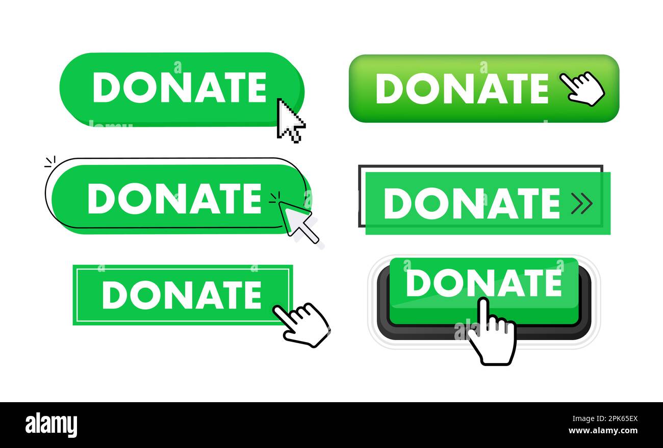 Please Donate and Give Green Sign Set Stock Vector Image & Art - Alamy