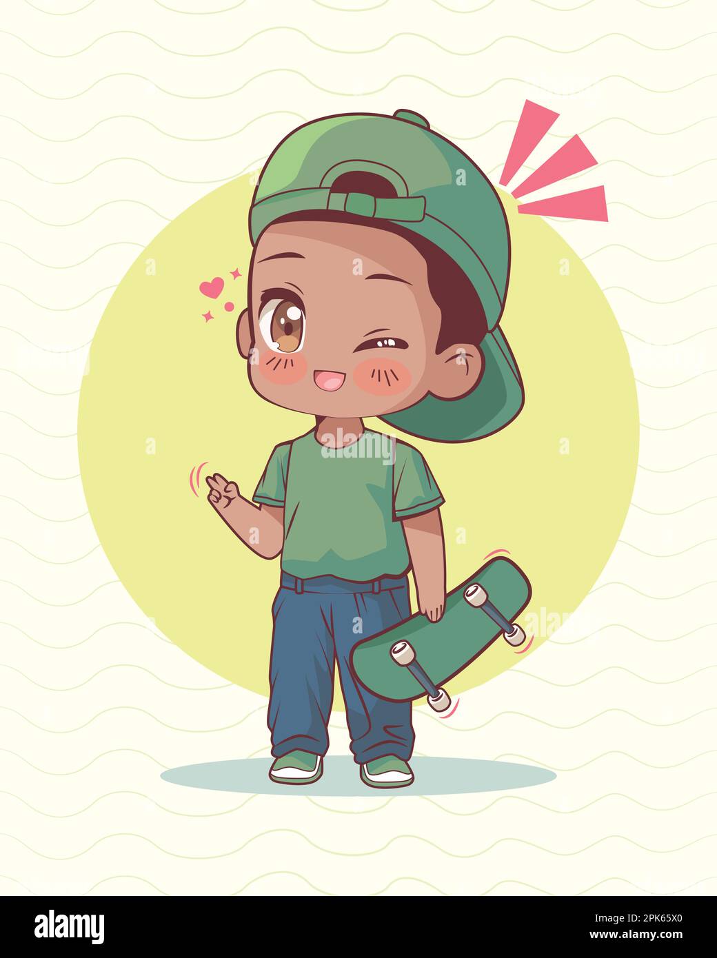 little boy anime with skateboard Stock Vector Image & Art - Alamy