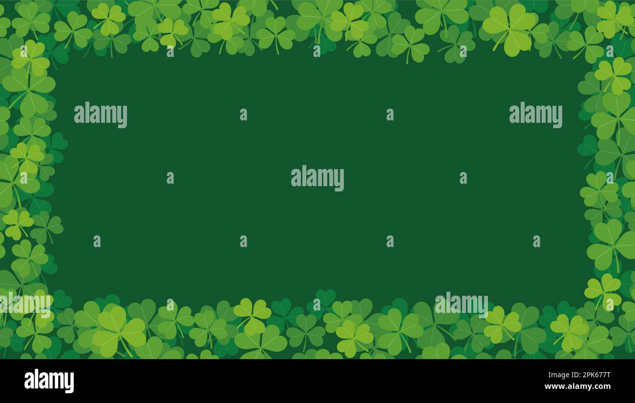 Horizontally And Vertically Repeatable Seamless Vector Clover Frame Illustration For St. Patrick’s Day. Stock Vector