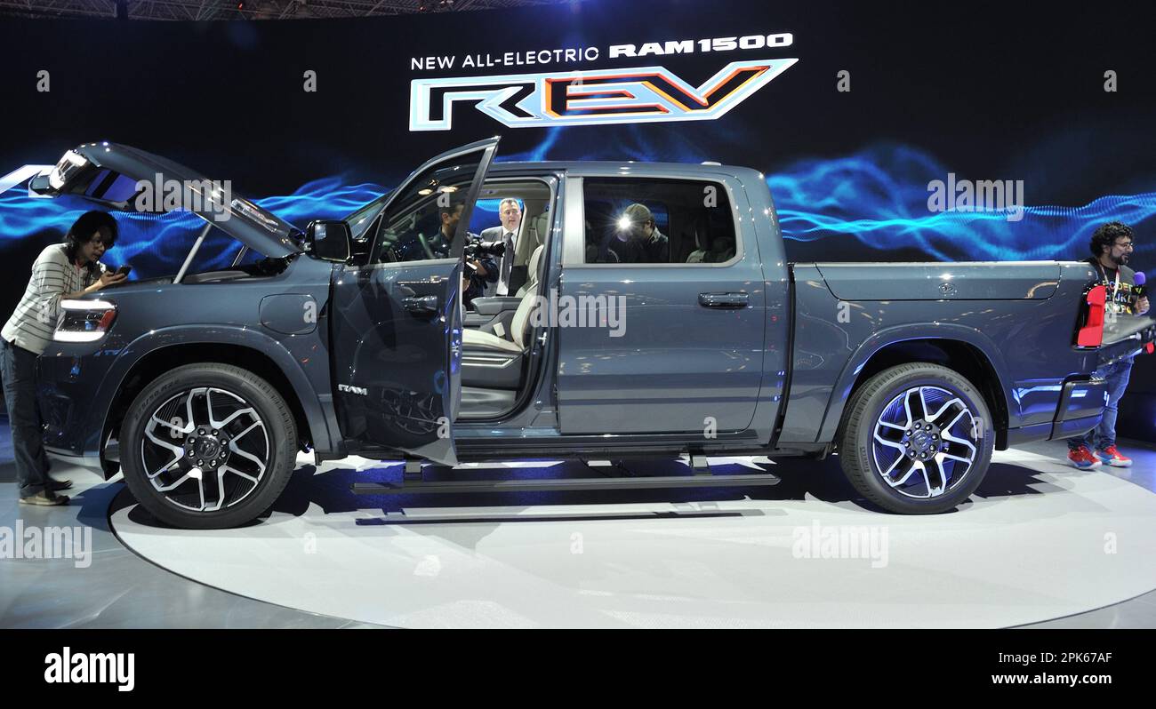 2025 Dodge RAM 1500 REV all electric on display at the 2023 NY