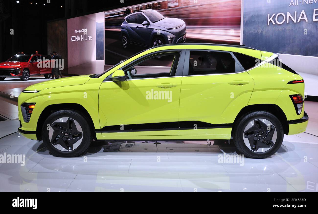 2024 Hyundai Kona electric on display at the 2023 NY International Auto