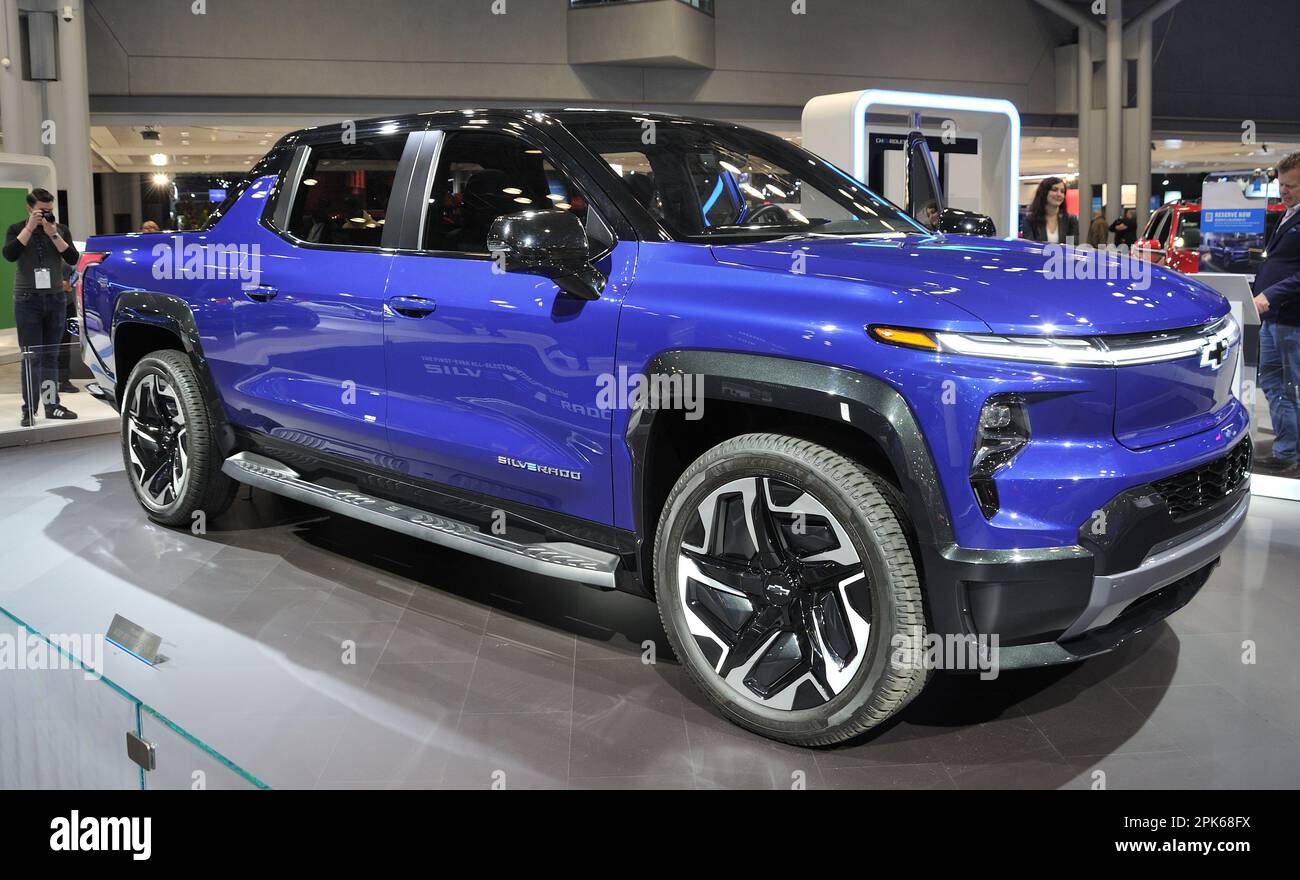 2024 Chevrolet Silverado RST all electric on display at the 2023 NY