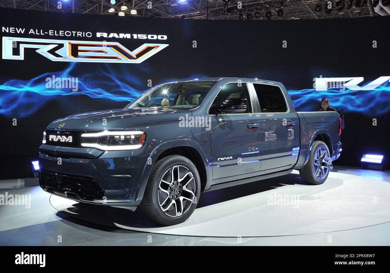 2025 Dodge RAM 1500 REV all electric on display at the 2023 NY