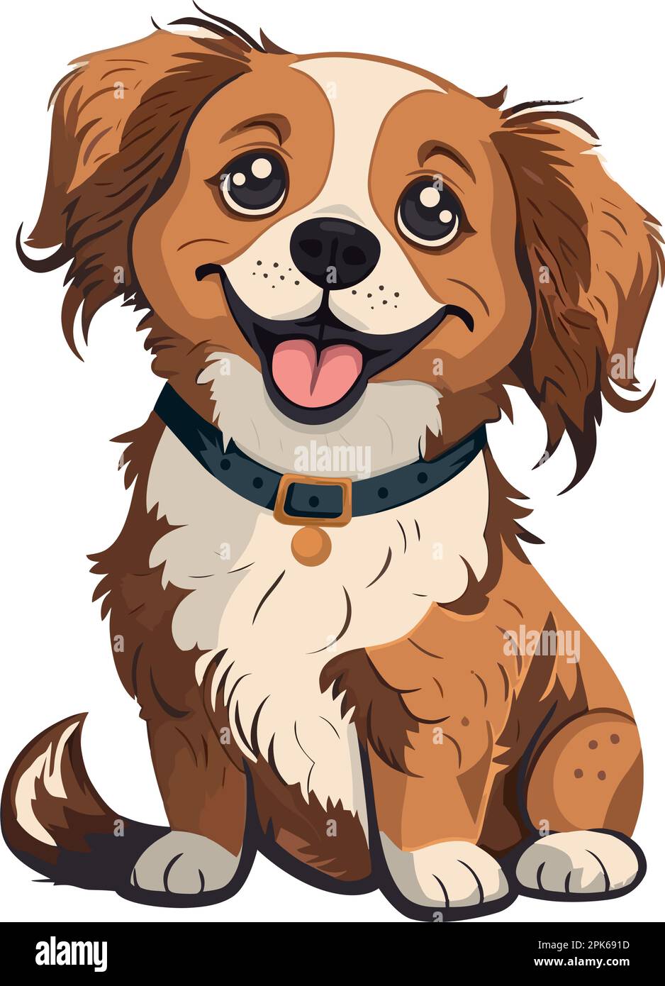 Cute smiling puppy sitting on white background Stock Vector Image & Art ...