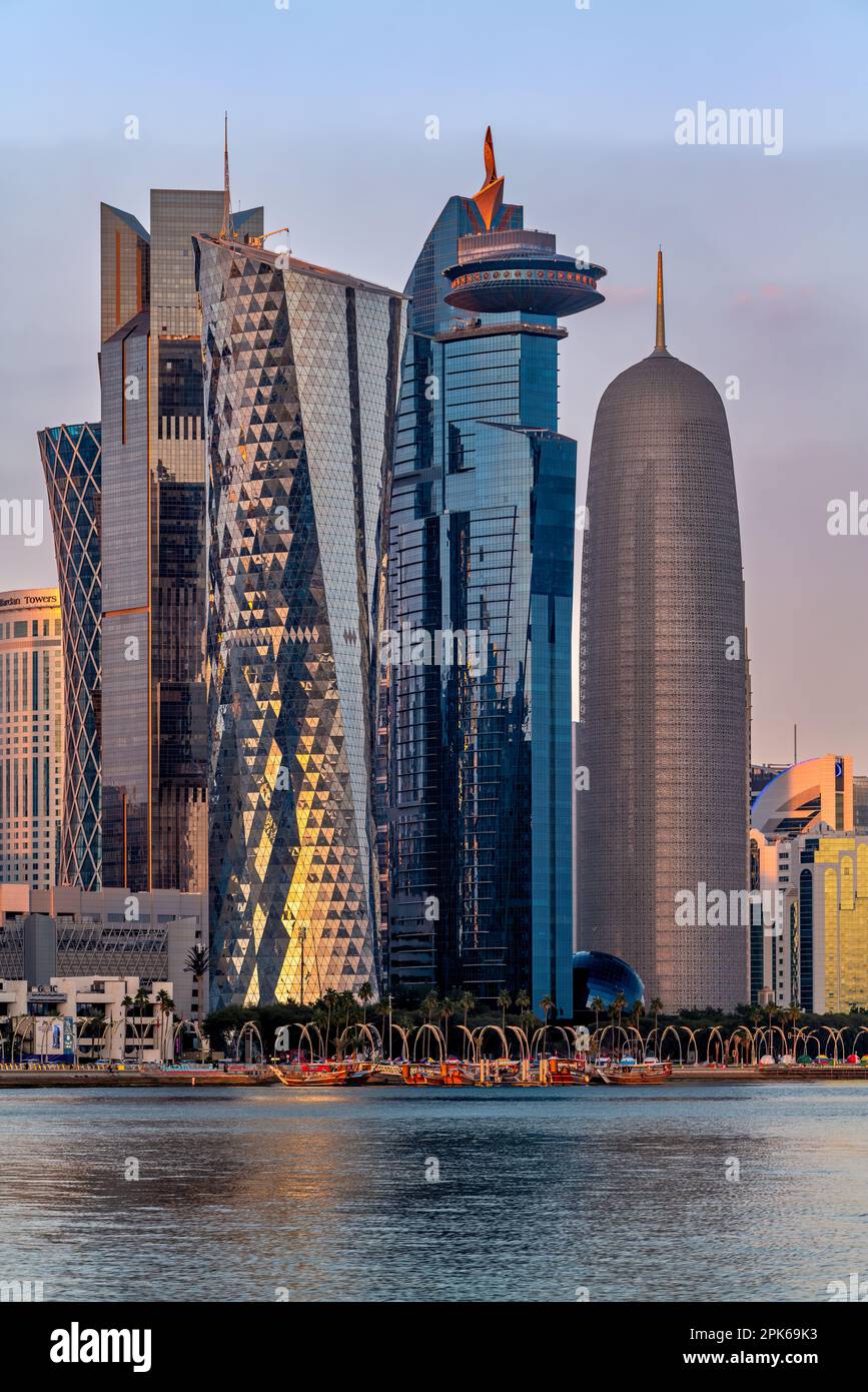 Close Up od the Doha Skylline, Doha Qatar Stock Photo