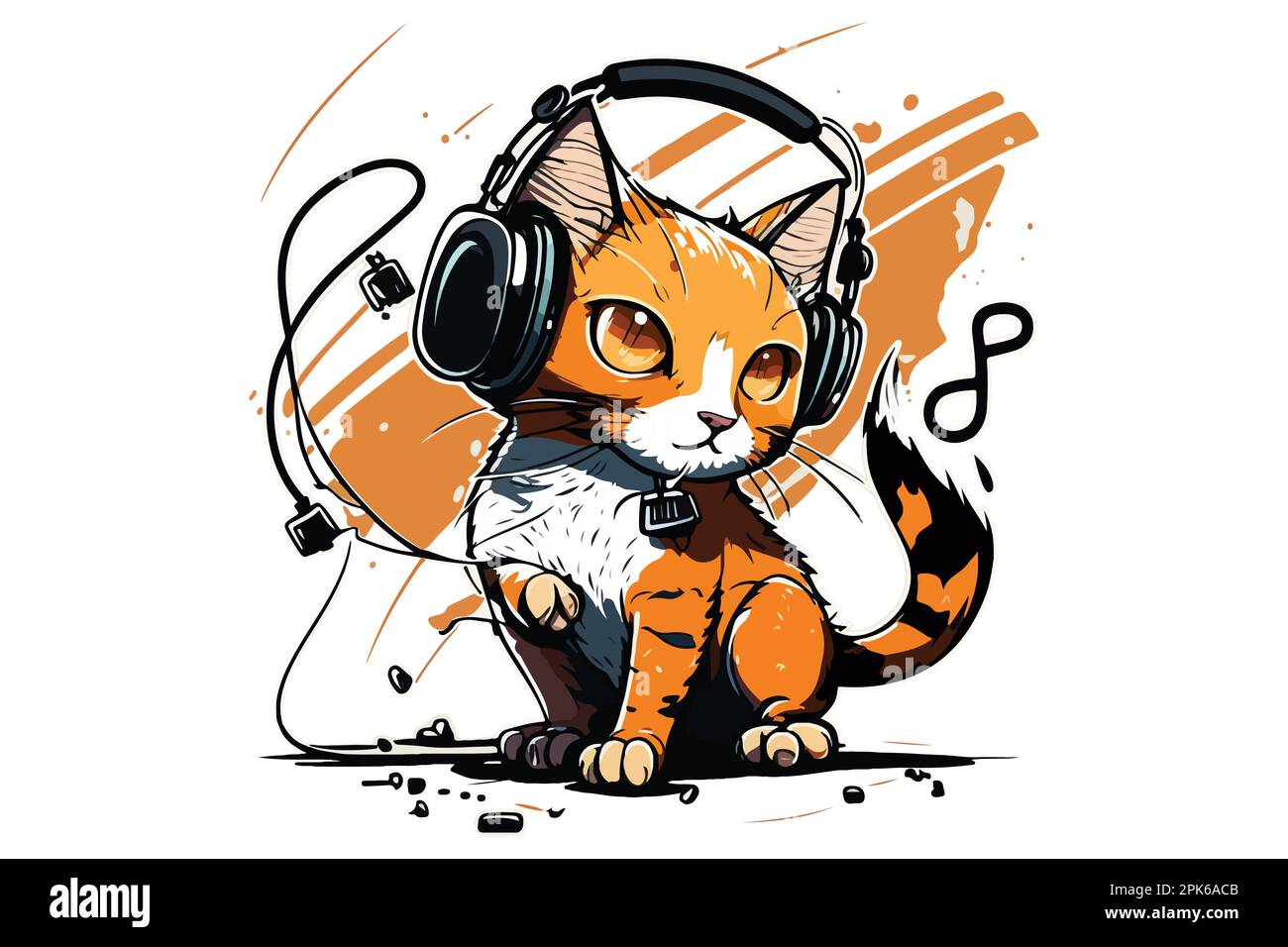 Cat wearing headphones vector illustration Stock Vector Image & Art Alamy