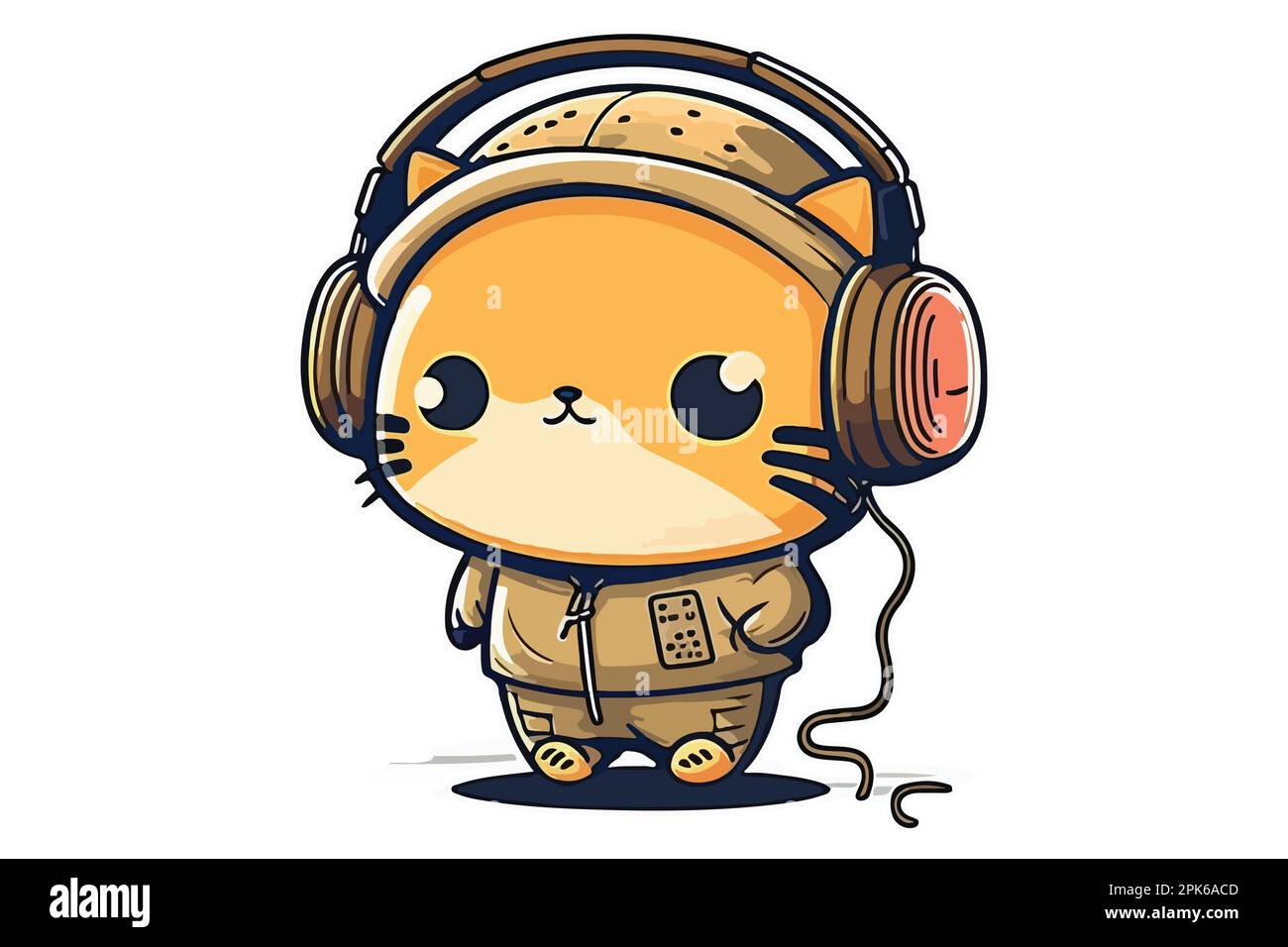 Cat wearing headphones vector illustration Stock Vector Image & Art Alamy