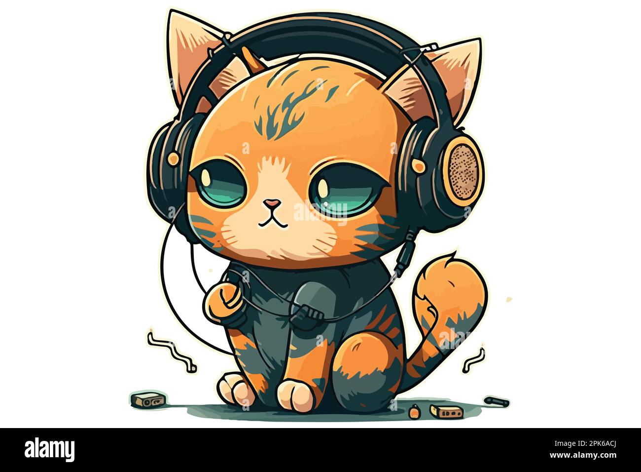 Cartoon cat wearing headphones hi-res stock photography and images - Alamy