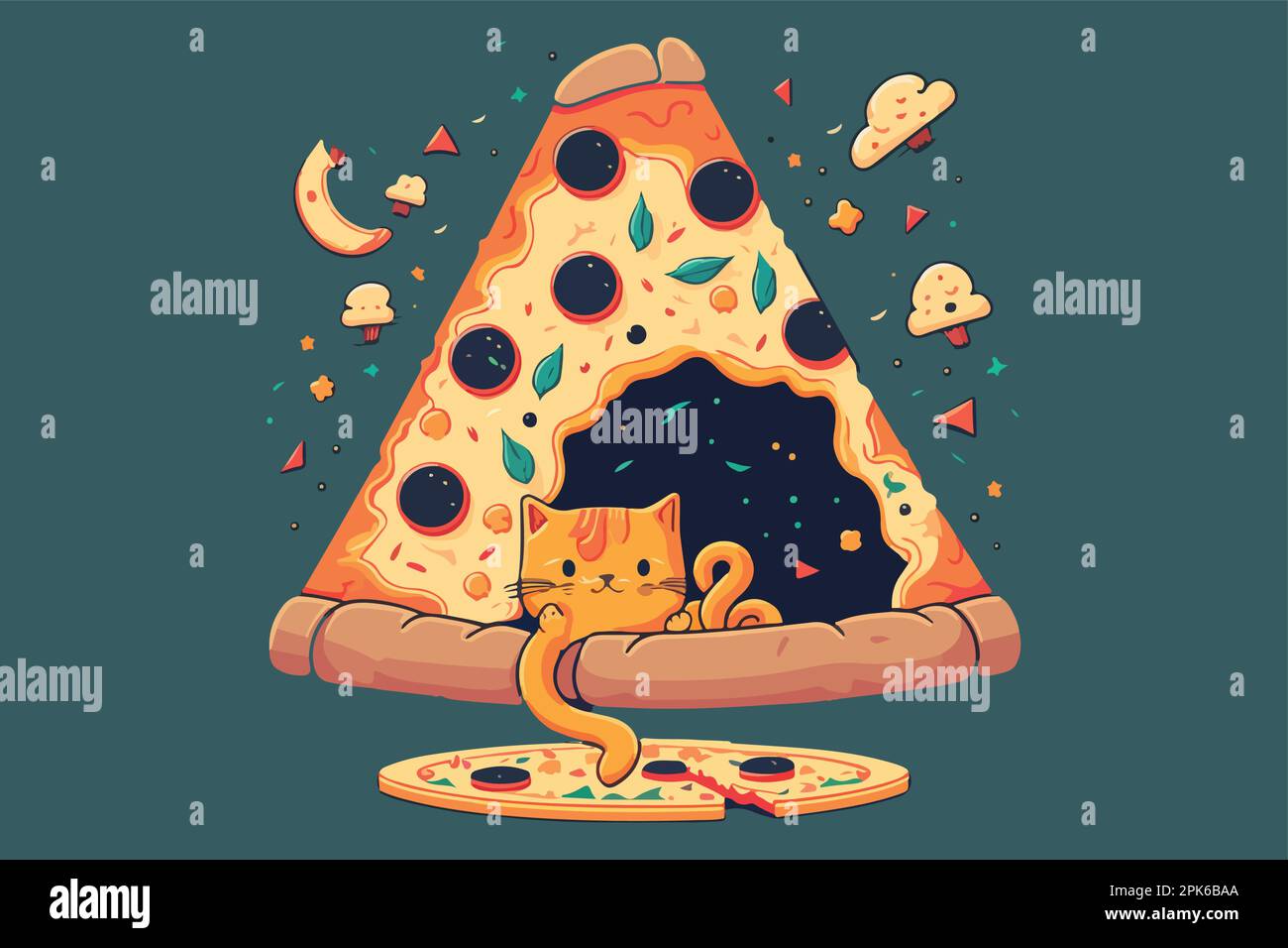 Cat Pizza vector illustration Stock Vector Image & Art Alamy