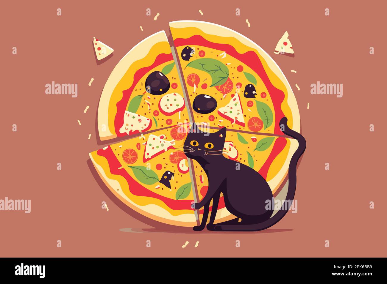 Cat Pizza vector illustration Stock Vector Image & Art Alamy
