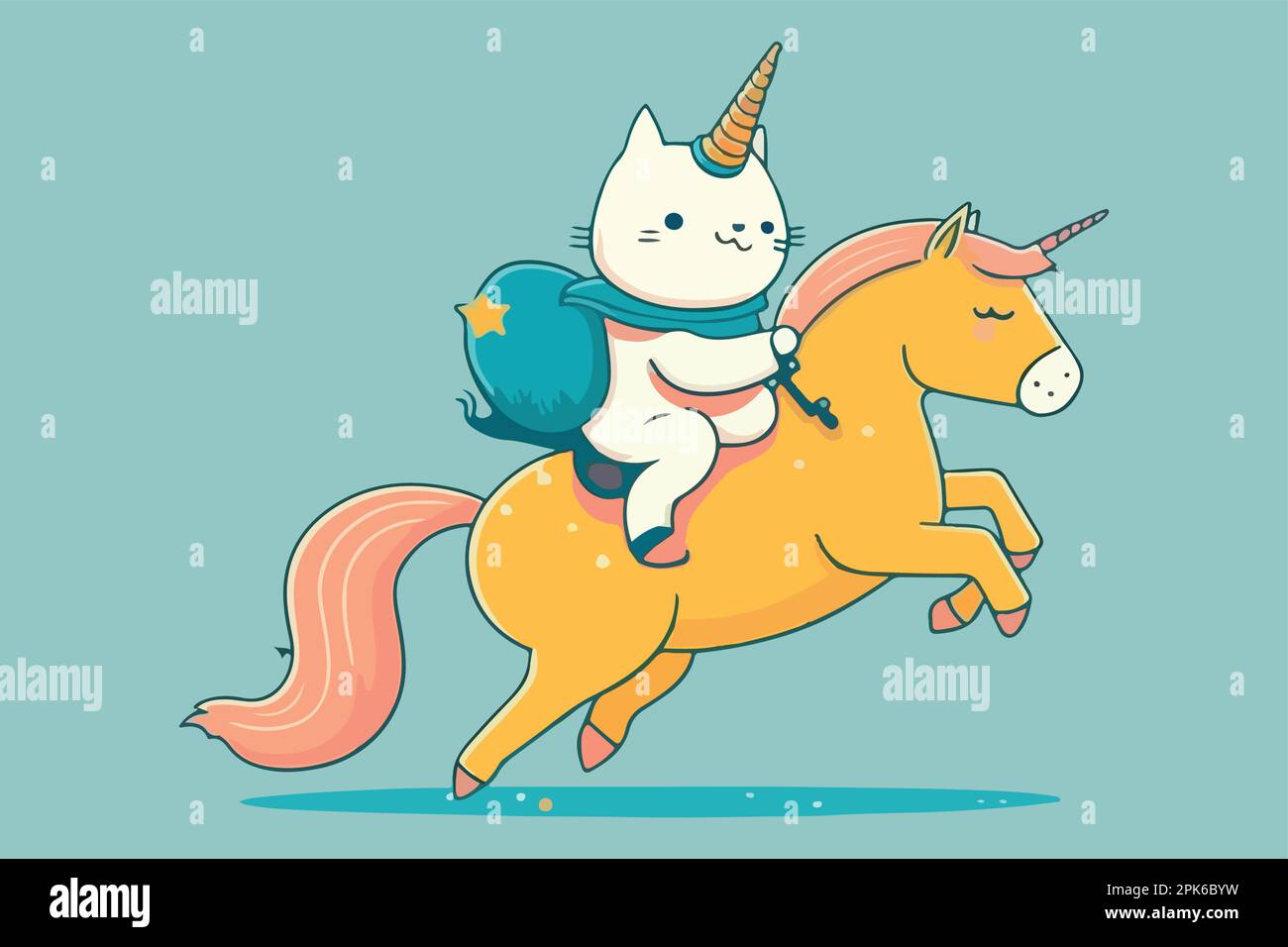 Cat Riding a Unicorn vector illustration Stock Vector Image & Art - Alamy