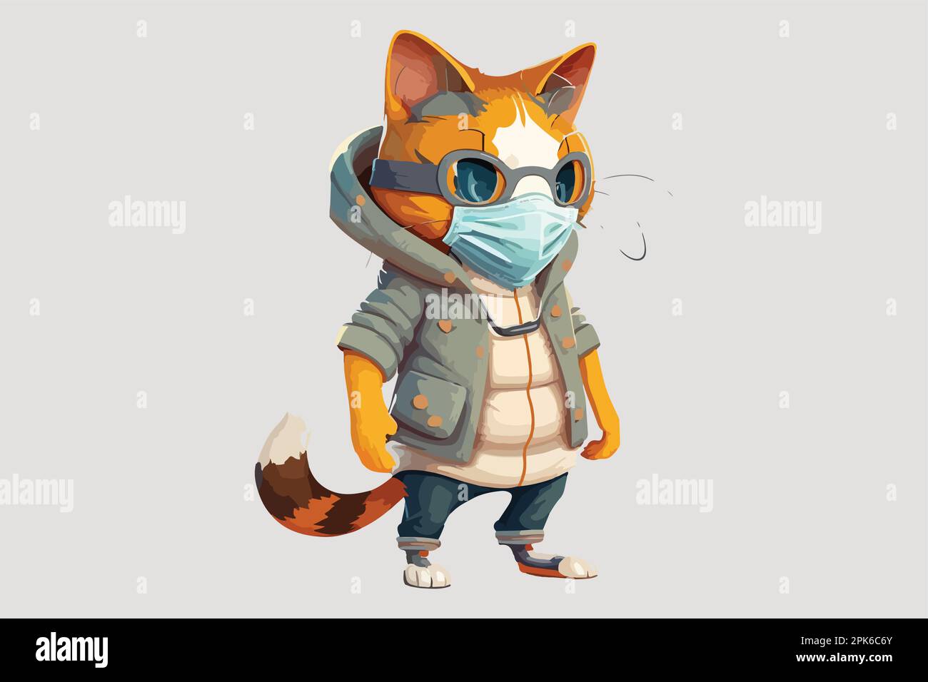 Cat wearing a face mask vector illustration Stock Vector Image & Art Alamy