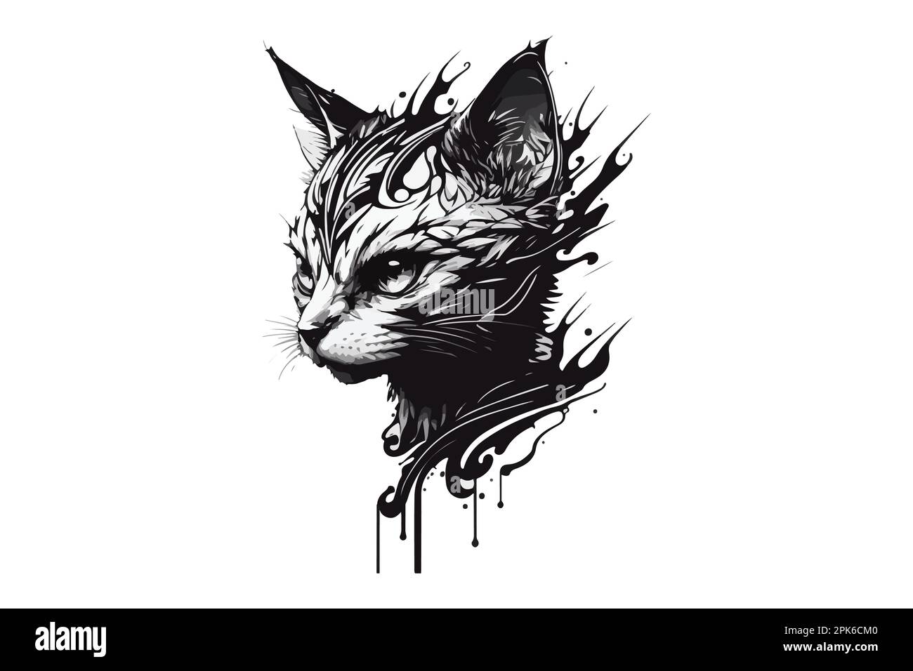 Sketch style cat tattoo by Kamil Mokot  Geometric tattoo Geometric cat  tattoo Abstract tattoo