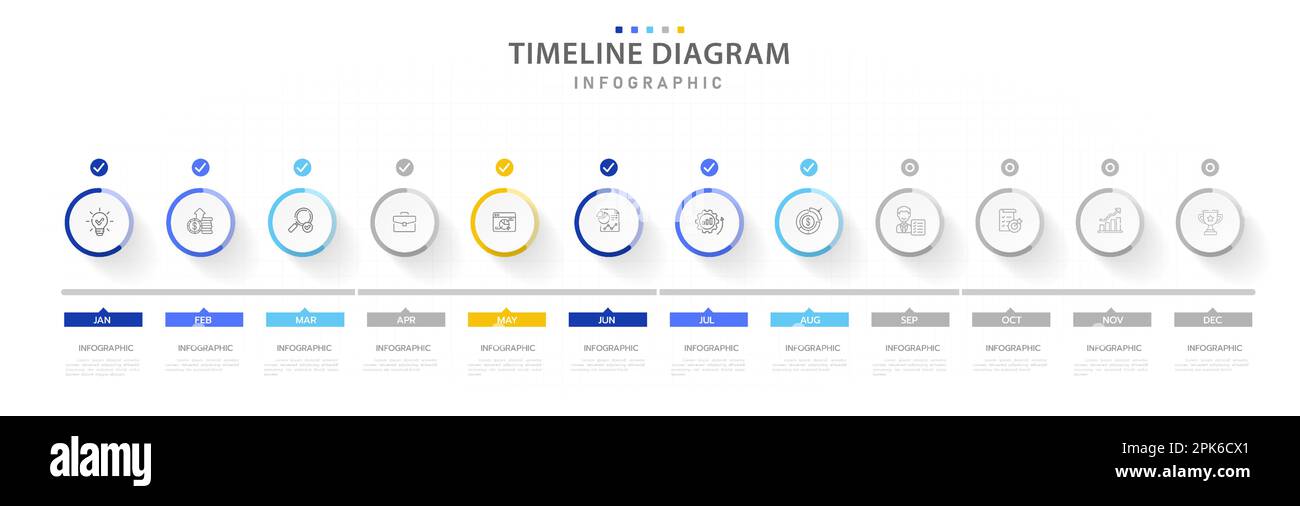 Infographic template for business. 12 Months modern Timeline diagram calendar, presentation vector infographic. Stock Vector