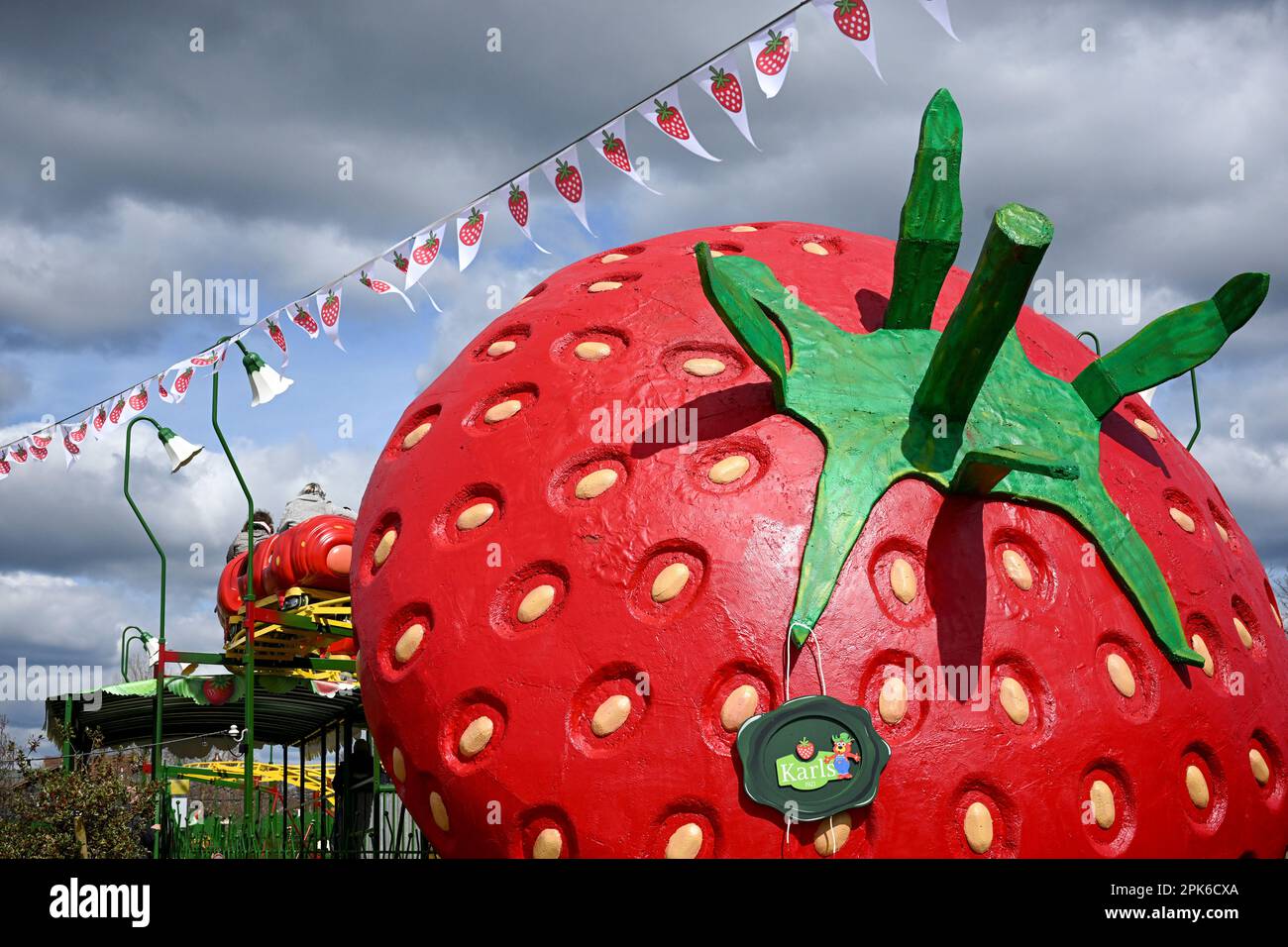 Wustermark, Germany. 04th Apr, 2023. A strawberry caterpillar ride has ...