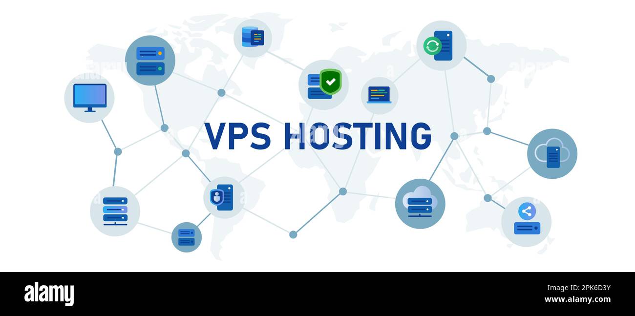 VPS virtual private server web hosting service Stock Vector