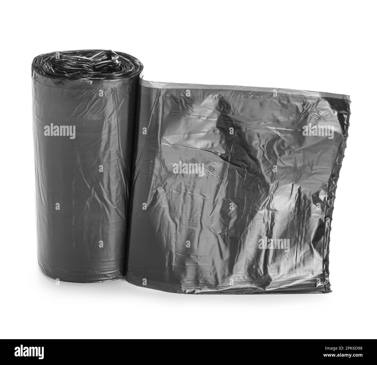 Black roll of garbage bags isolated on white background Stock Photo - Alamy