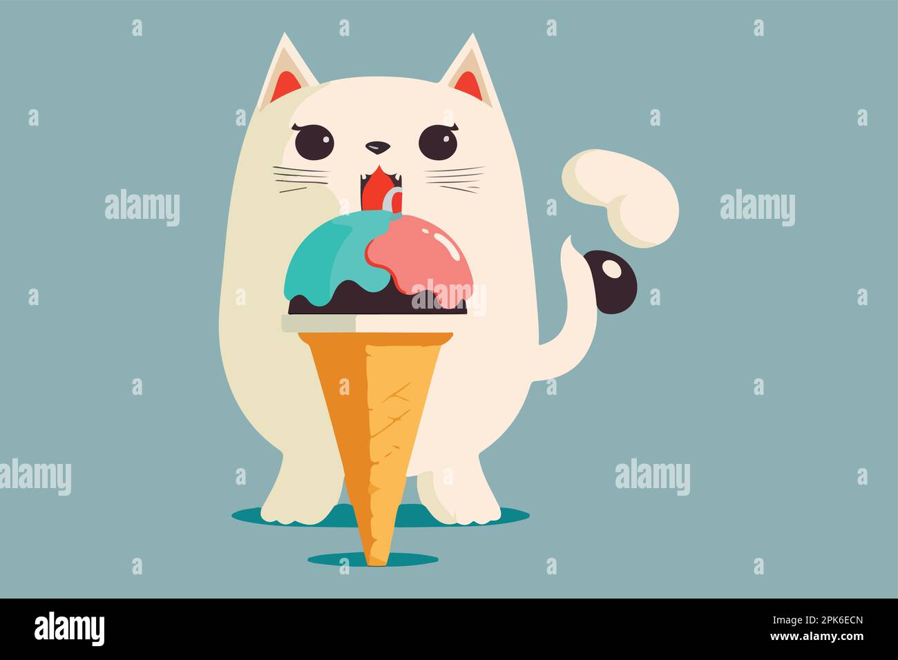 Cat eat ice cream vector illustration Stock Vector Image & Art Alamy