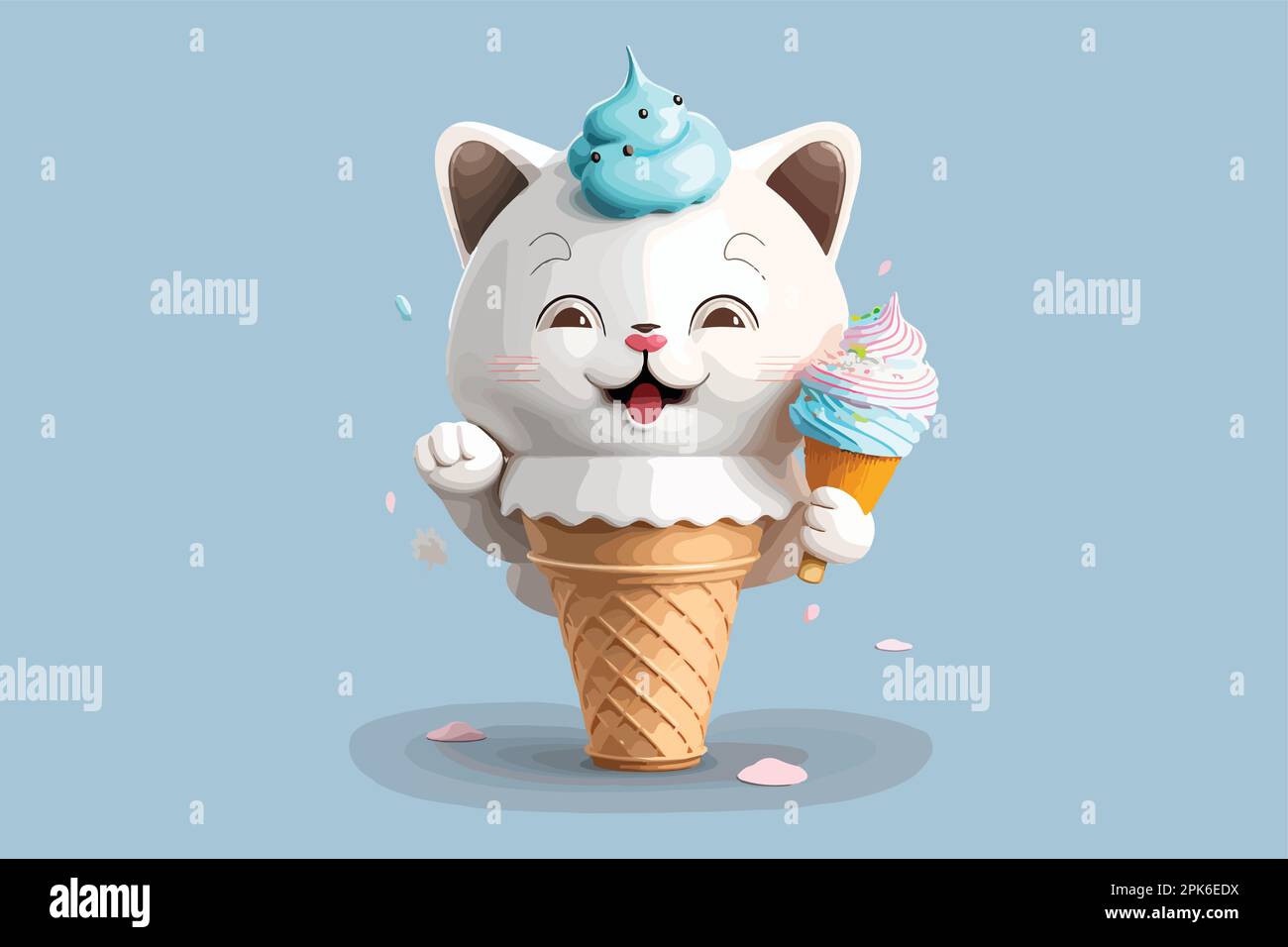 Cat eat ice cream vector illustration Stock Vector Image & Art Alamy