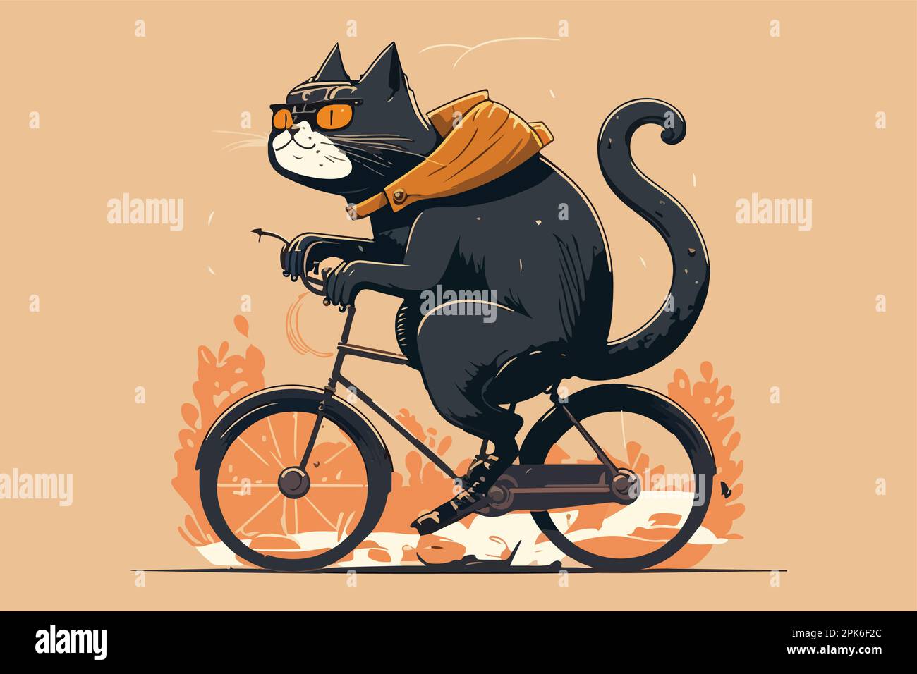 Cat riding a bike vector illustration Stock Vector Image & Art Alamy