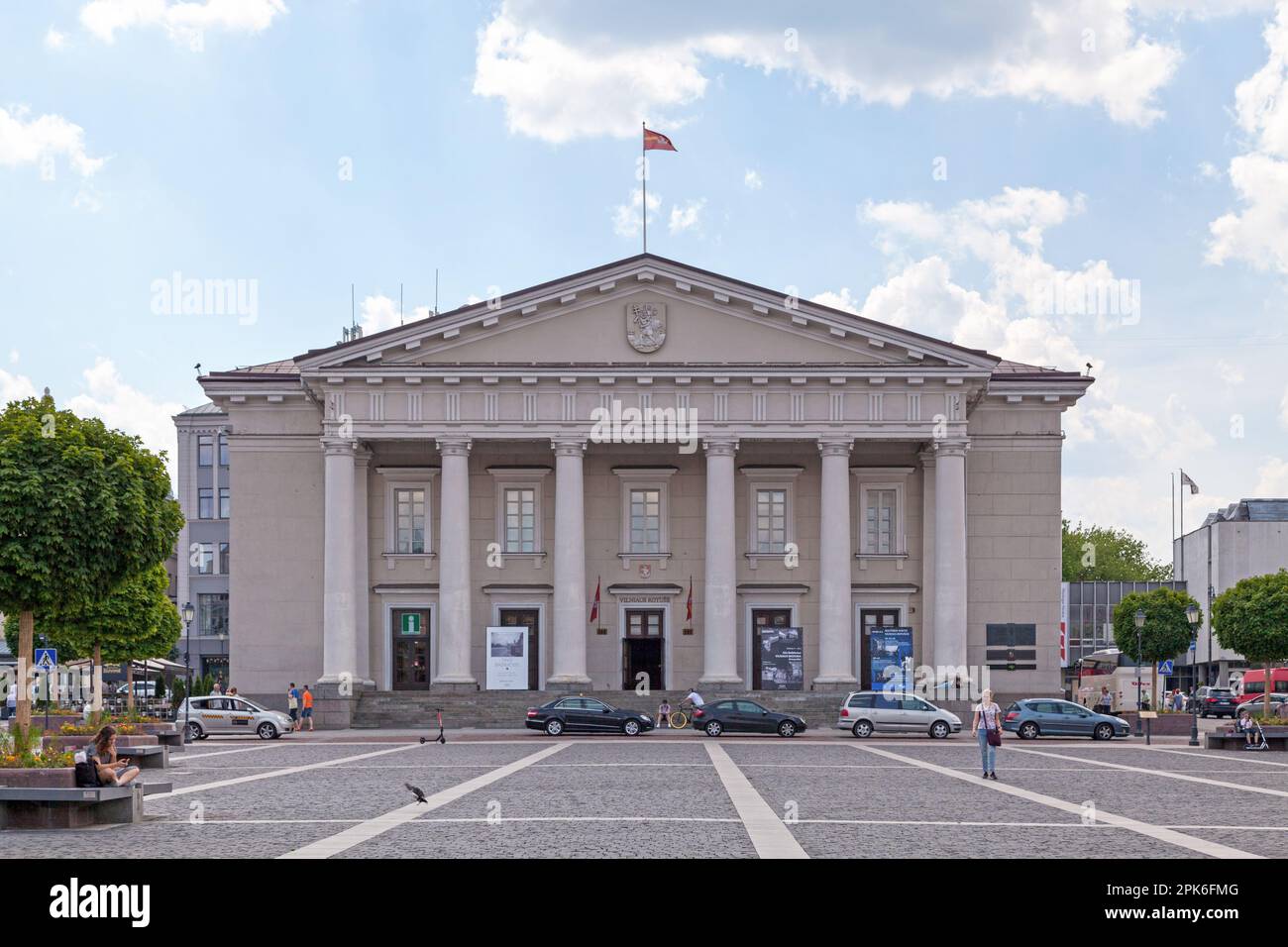 Vilnius, Lithuania - April 14 2019: The Vilnius Town Hall (Lithuanian: Vilniaus rotušė) is a historical town hall in the square of the same name in th Stock Photo