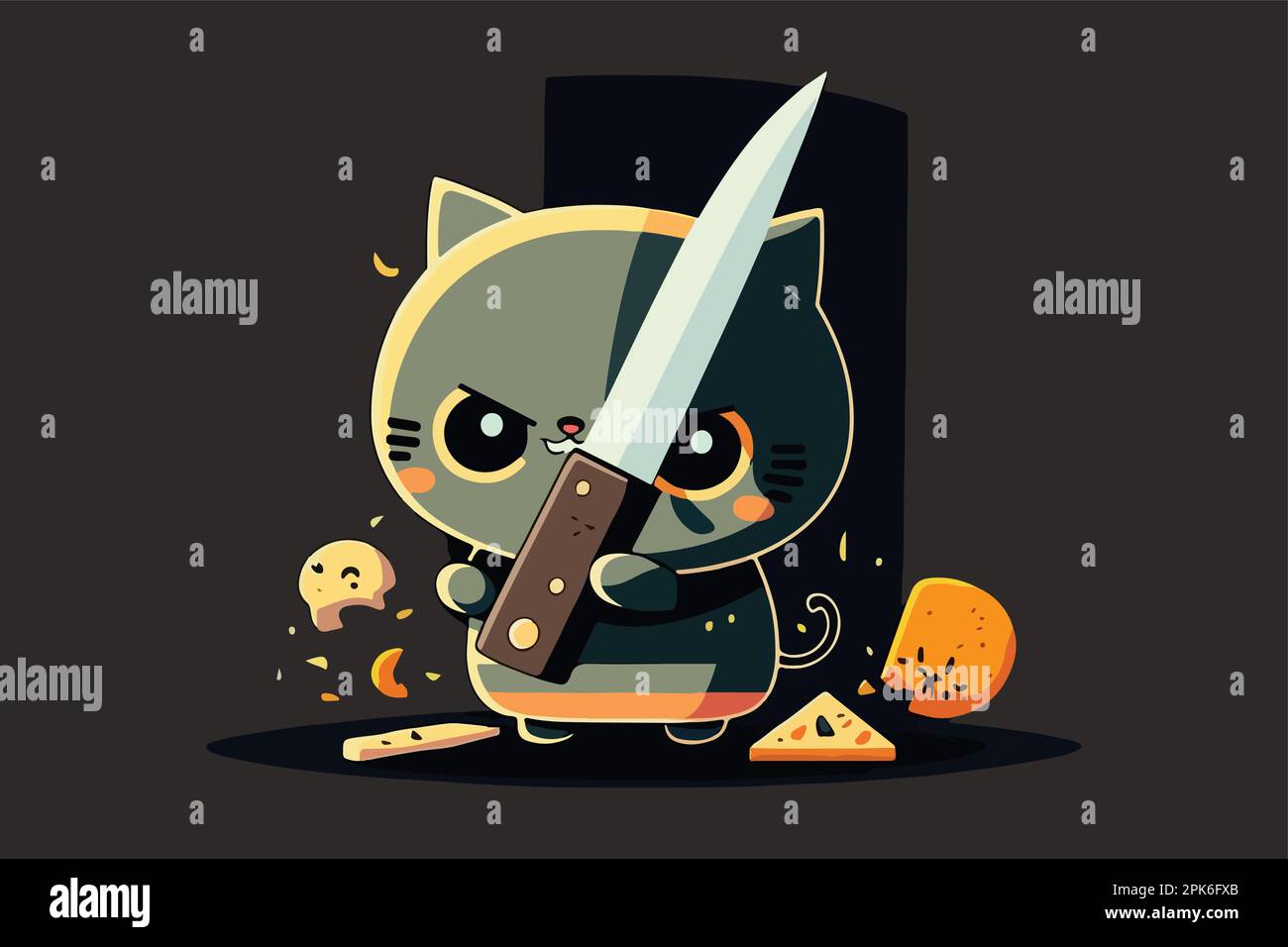 Cat holding a knife vector illustration Stock Vector Image & Art Alamy