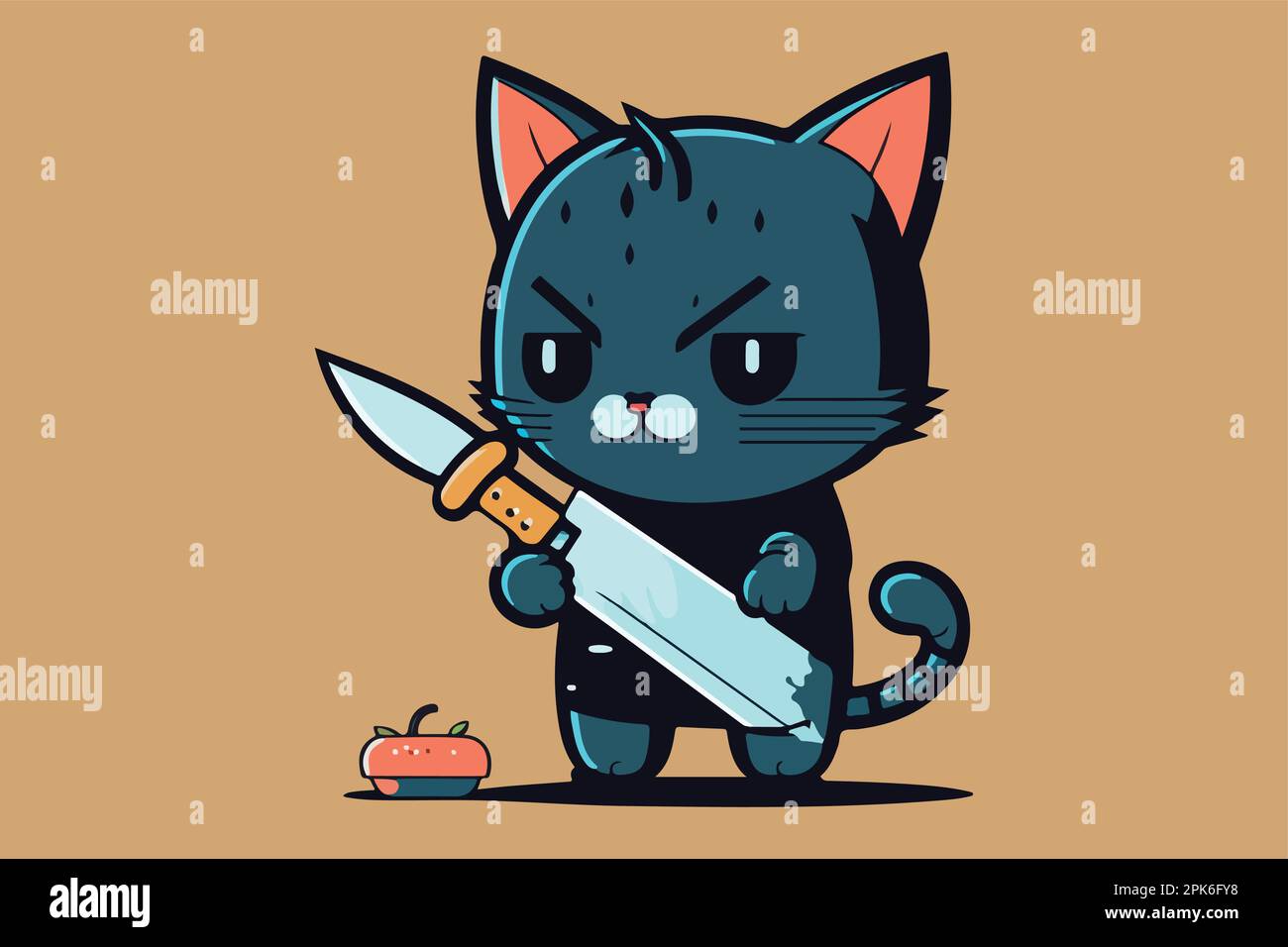 Cat holding a knife vector illustration Stock Vector Image & Art Alamy