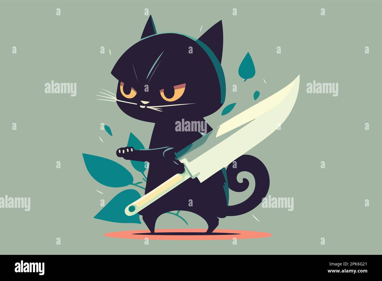 Cat holding a knife vector illustration Stock Vector Image & Art Alamy