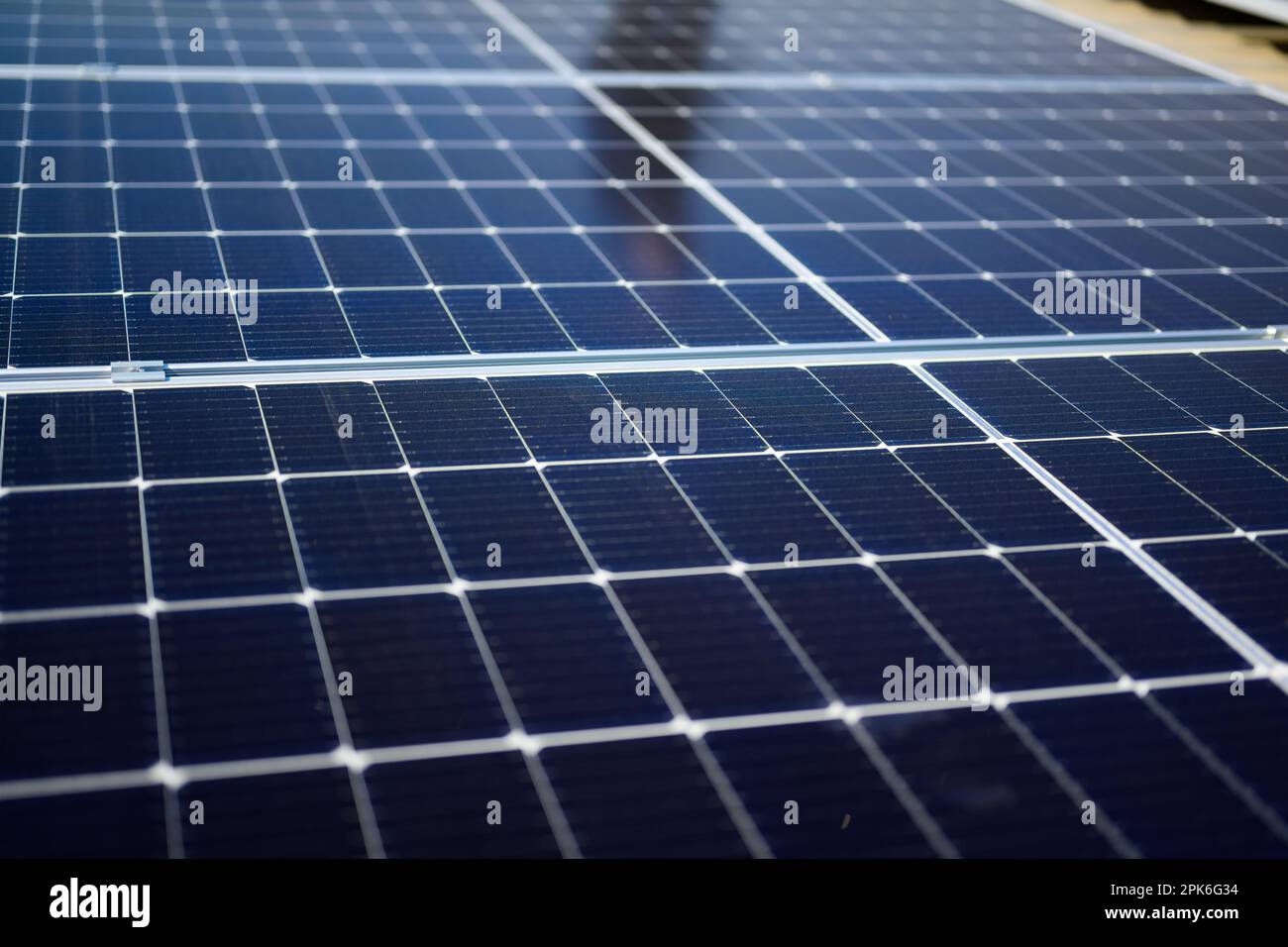 Solar panels on rooftop, Photovoltaic modules for renewable energy