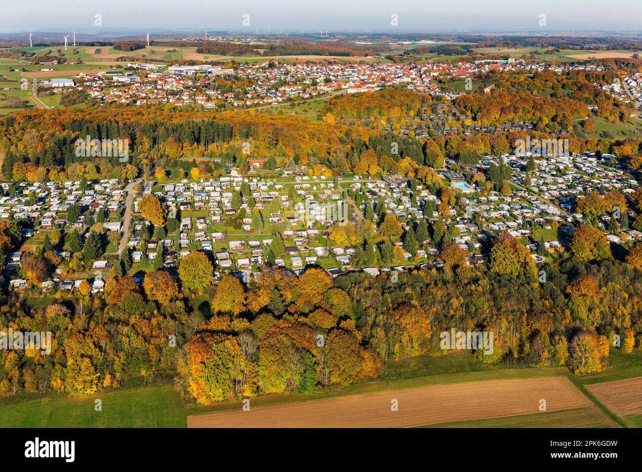 AlbCamping, aerial view of the campsite in the Swabian Alb, Westerheim