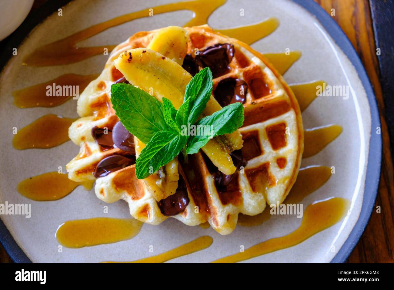 Waffle with maple syrup, food, Eastern Cape, South Africa Stock Photo Alamy