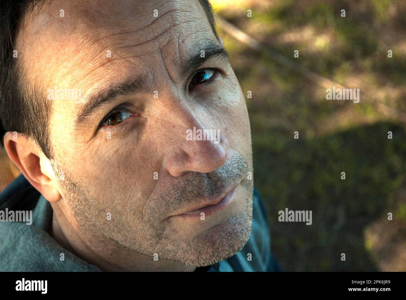 High angle view portrait of an adult man looking at the camera Stock Photo